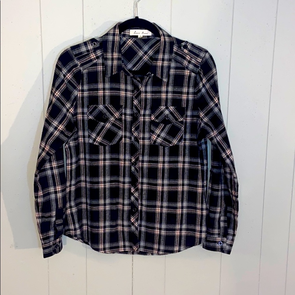 Love Tree plaid button down